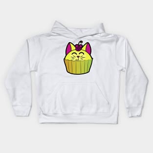 Catcake With Mouse-Cherry - Yellow Kids Hoodie